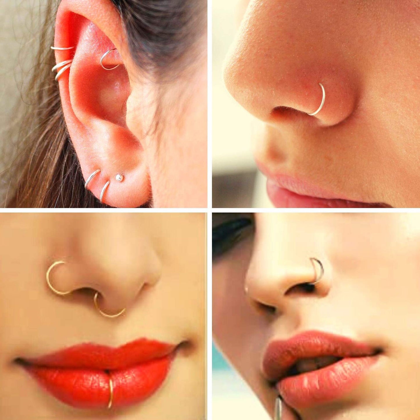 Nostril Jewelry, Nostril Ring - 18g 20g Piercing Hoops Nose Ring, Earring Hoop for Body Piercing - Circle Hoop Ring, Seamless Hoop 6 Colours