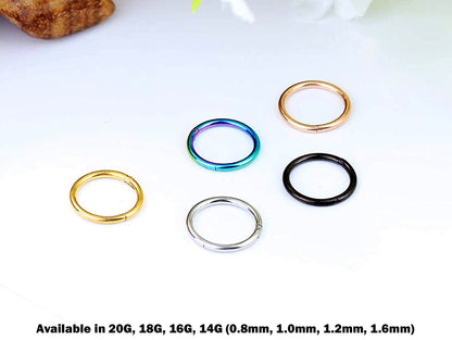 Titanium Septum Clicker Hoops Nose Ring, Clicker Hoop Earrings - Segment Hinged Nose Ring 20g 18g 16g 14g Body Piercing Ring Nose, Cartilage