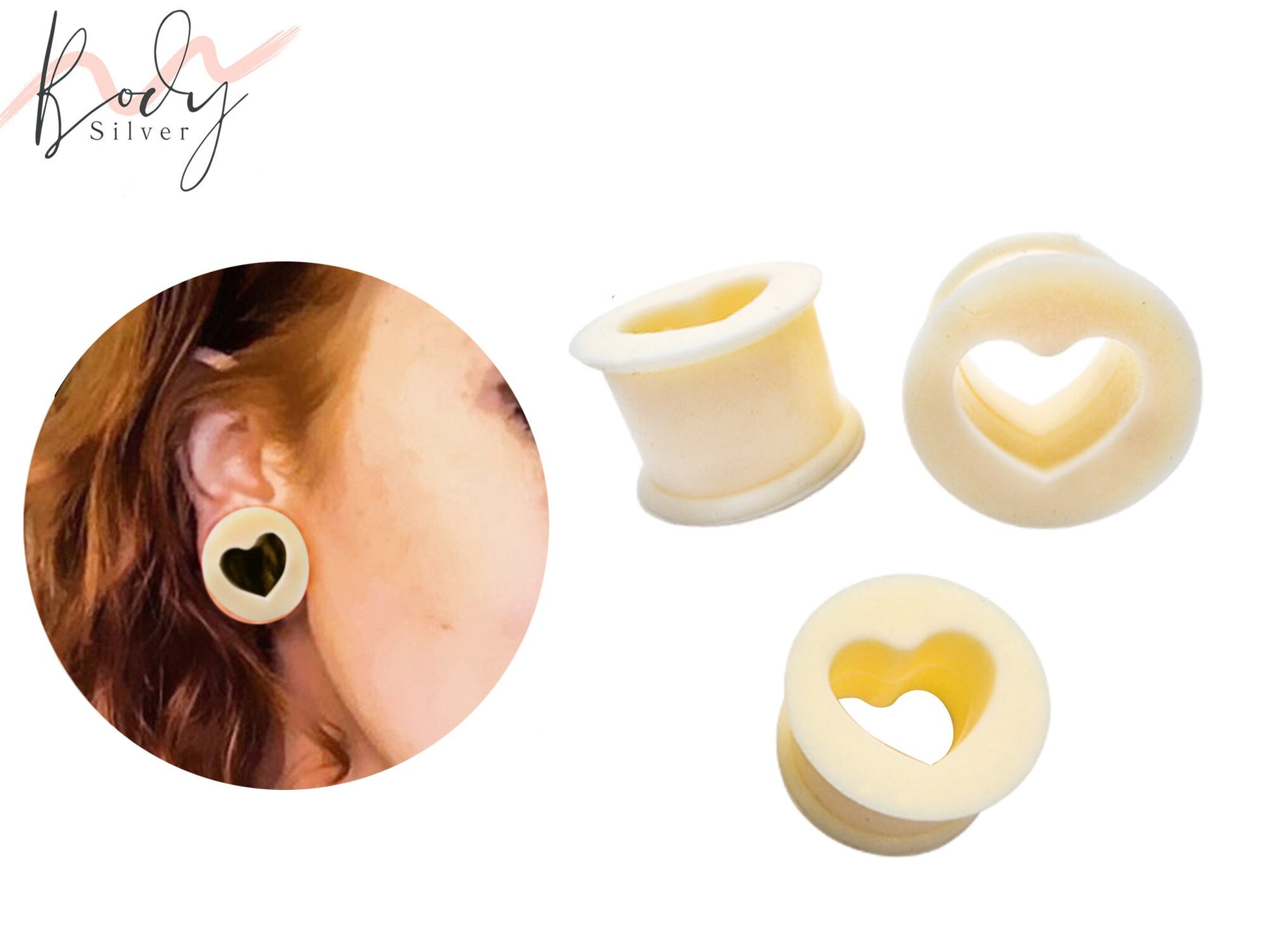 Silicone Flesh Tunnel Ear Plugs - Soft and Flexible Ear Eyelets with many Designs - Plugs Retainer Gauges 0G 00G 2G 1/2" 9/16"