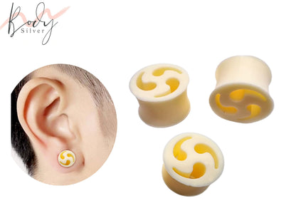 Silicone Flesh Tunnel Ear Plugs - Soft and Flexible Ear Eyelets with many Designs - Plugs Retainer Gauges 0G 00G 2G 1/2" 9/16"