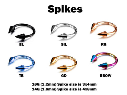 Spike Piercing, Horseshoe Septum Ring - Spike/ Cone Circular Barbell - Piercing for Septum Jewelry, Nipple Piercing