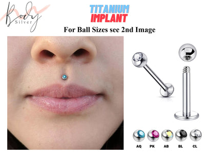 Titanium Medusa Lip Ring Labret Stud Piercing - Medusa Jewelry with Gem Ball Crystal - Body Piercing for Tragus, Cartilage, Helix, Madonna