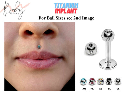 Titanium Lip Ring, Medusa Piercing Jewelry - Medusa Jewelry with Multi Crystal Ball - Body Piercing for Tragus, Cartilage, Helix, Madonna