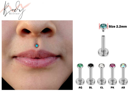 Medusa Labret Stud Piercing Jewelry 16g 14g Internally Threaded Medusa Jewelry with Gem Crystal - Body Piercing for Tragus, Cartilage, Helix