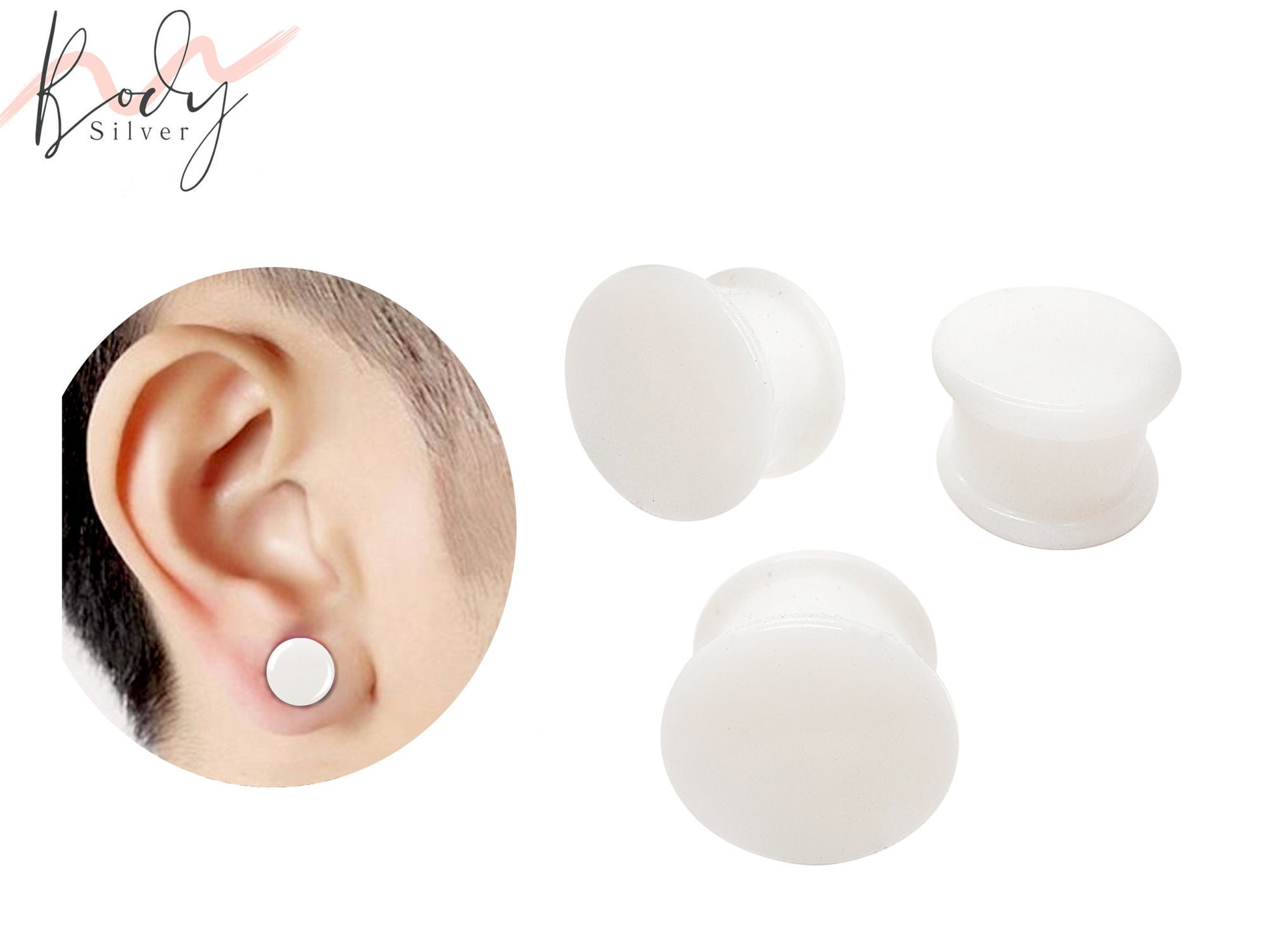 Silicone Ear Plugs Tunnel - Soild Color Soft and Flexible Ear Eyelets - Plugs Retainer Gauges - Flesh Tunnel Ear Stretcher 0G to" 9/16"