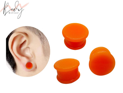 Silicone Ear Plugs Tunnel - Soild Color Soft and Flexible Ear Eyelets - Plugs Retainer Gauges - Flesh Tunnel Ear Stretcher 0G to" 9/16"