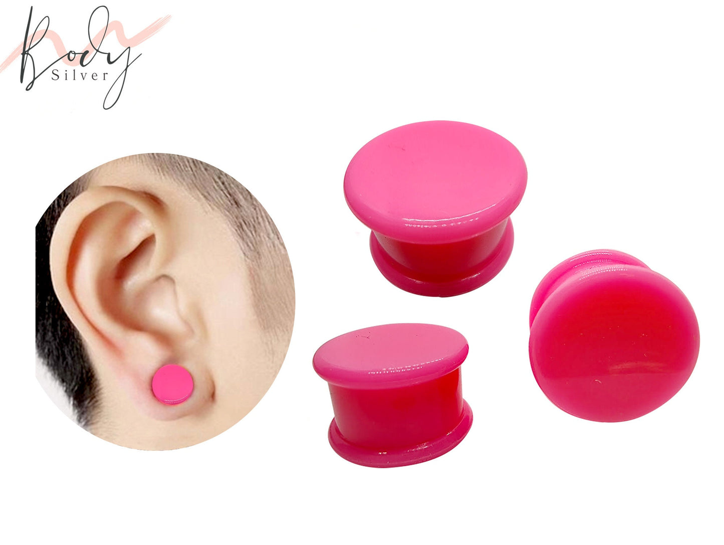 Silicone Ear Plugs Tunnel - Soild Color Soft and Flexible Ear Eyelets - Plugs Retainer Gauges - Flesh Tunnel Ear Stretcher 0G to" 9/16"