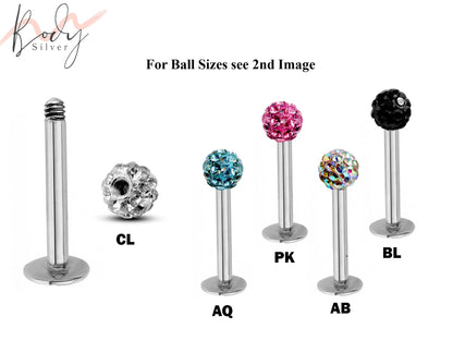 Flat Back Cartilage Earring - Ferido ball Disco Ball Labret Jewelry Body Piercing for Monroe Lip Ring Tragus Helix Earring Stud and more