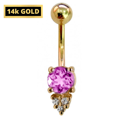 Round Belly Bar - 14K Gold Belly Ring with the Highest Quality Crystals Hand Set & Polished - Navel Jewellery for someone Very Special