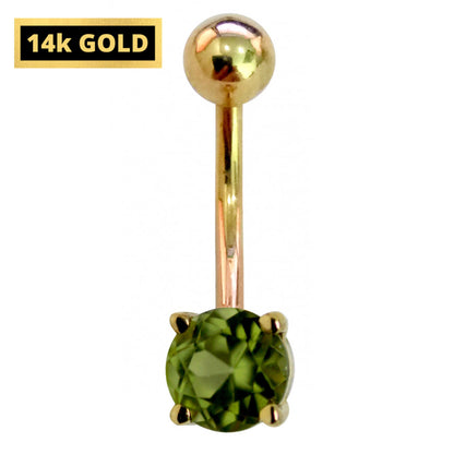 Elegant Solid 14K Gold Belly Button Rings with Highest Quality Crystals - Gold Body Jewellery for someone Special