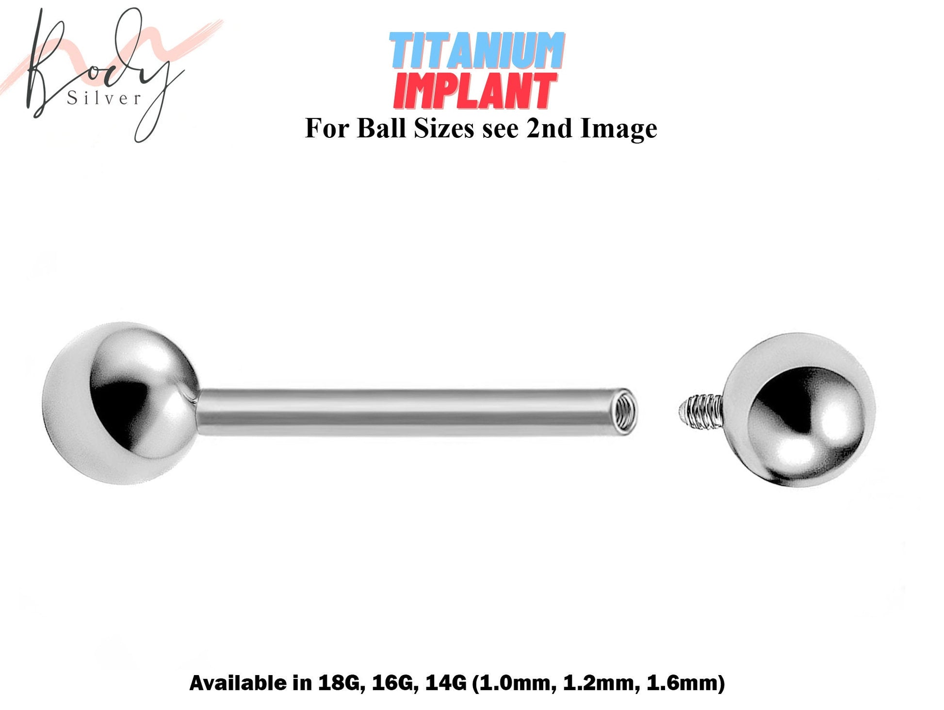 Titanium Barbell, Industrial Barbell - Internally Threaded Barbell Studs - Body Jewelry for Nipple, Tongue Bar, Nose Bridge,Eyebrow