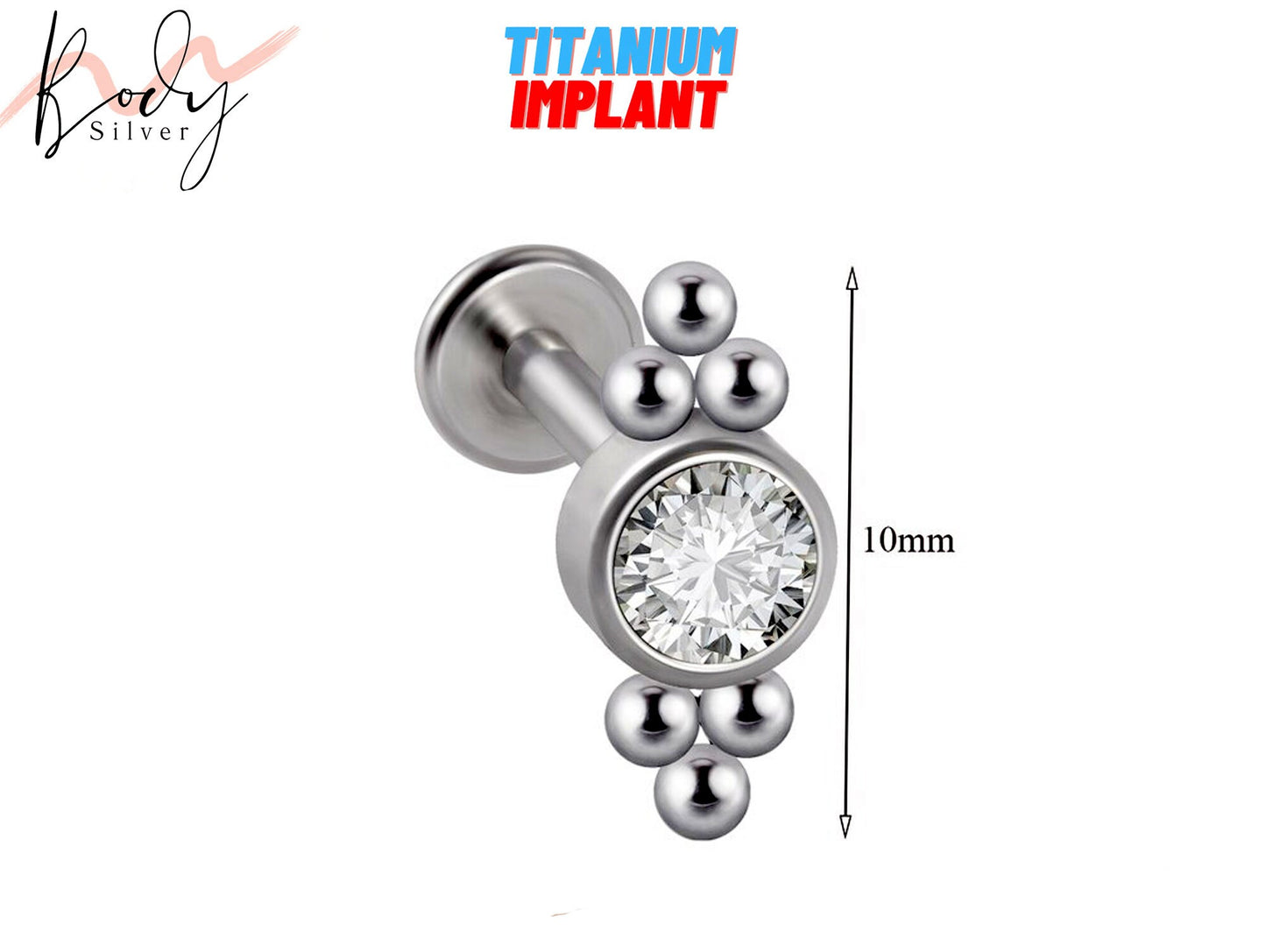 Titanium Ear Tragus Cartilage Studs - Internal threaded Labret Stud Piercing -16g Piercing for Helix, Ear Lobe, Conch Piercing, Medusa Studs