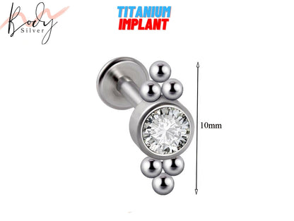 Titanium Ear Tragus Cartilage Studs - Internal threaded Labret Stud Piercing -16g Piercing for Helix, Ear Lobe, Conch Piercing, Medusa Studs