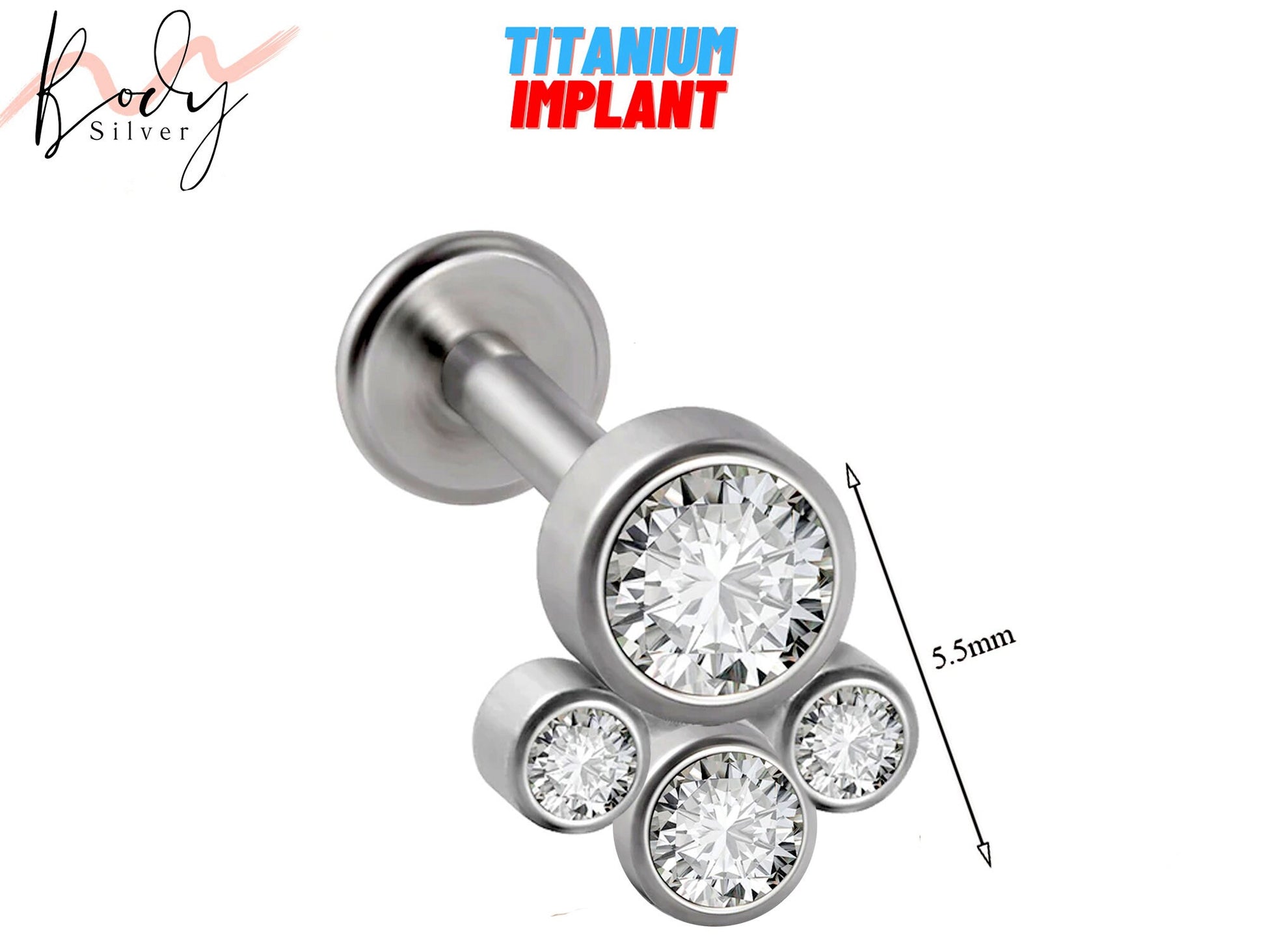 Titanium Ear Tragus Cartilage Studs - Internal threaded Labret Stud Piercing -16g Piercing for Helix, Ear Lobe, Conch Piercing, Medusa Studs