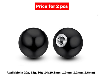 Replacement Balls Piercing Parts – 2pcs Threaded Loose Ball Part Piercing Attachment for Barbell, Labrets, Belly Rings - Vacuum Plated