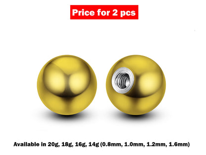 Replacement Balls Piercing Parts – 2pcs Threaded Loose Ball Part Piercing Attachment for Barbell, Labrets, Belly Rings - Vacuum Plated