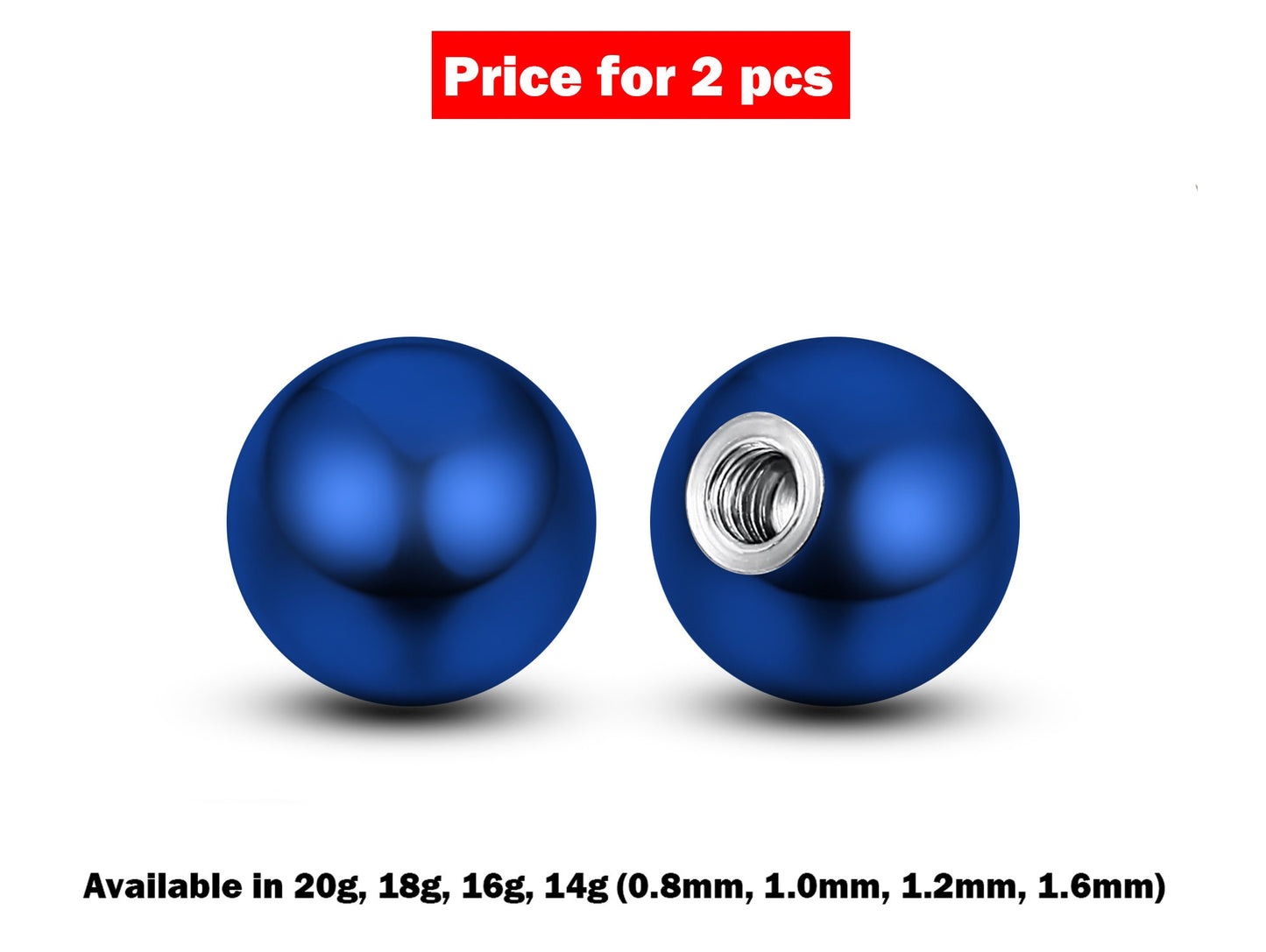 Replacement Balls Piercing Parts – 2pcs Threaded Loose Ball Part Piercing Attachment for Barbell, Labrets, Belly Rings - Vacuum Plated