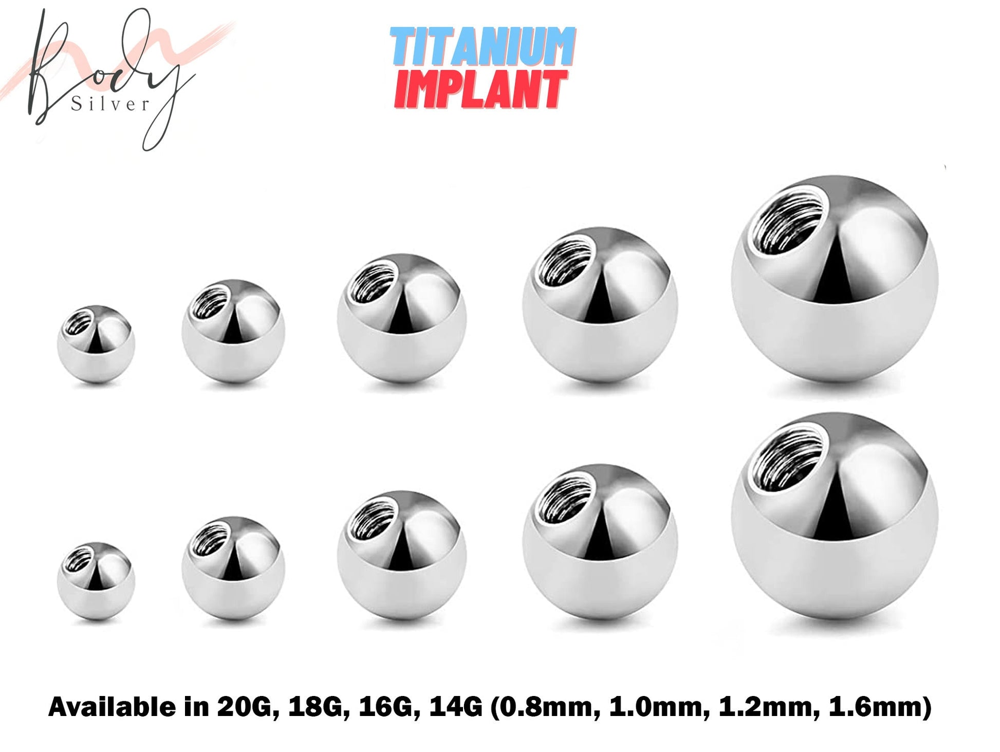 Titanium Replacement Balls Piercing Parts – Plain Ball Loose Part Attachment for Barbell, Labret, Horseshoe, Tongue Bar, Nipple