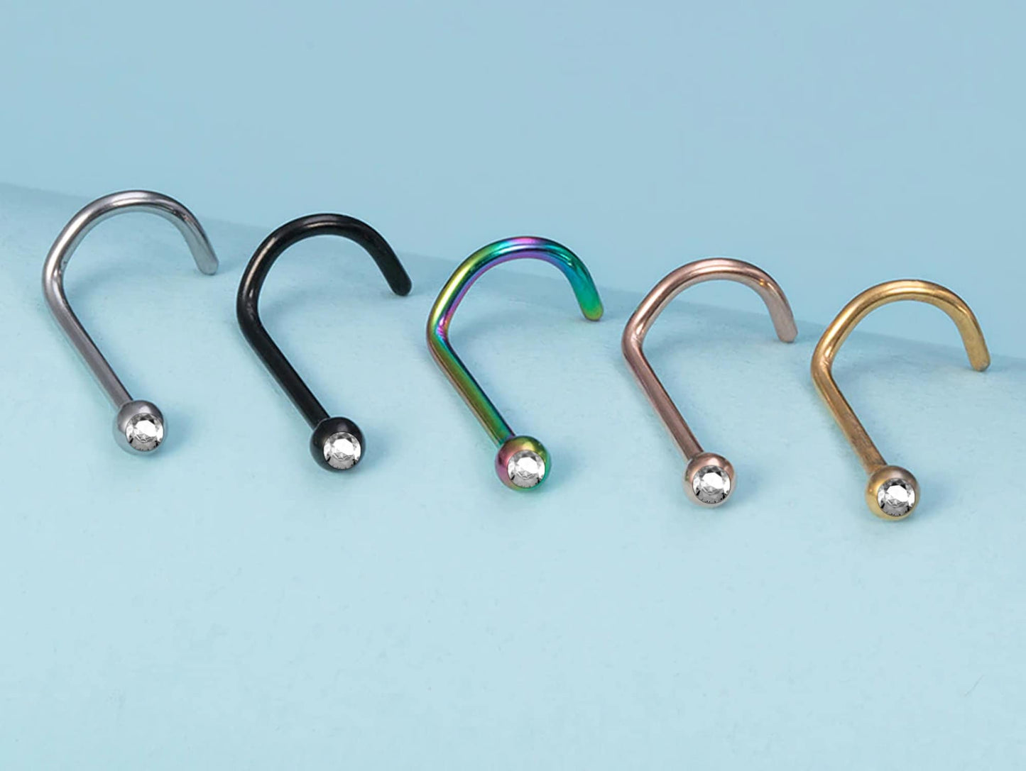 Titanium Nostril Screw with Gem Ball Crystals - Body Piercing 20g 18g 16g Nose Jewelry, Nose Pin, Nose Piercing, Indian Nose studs