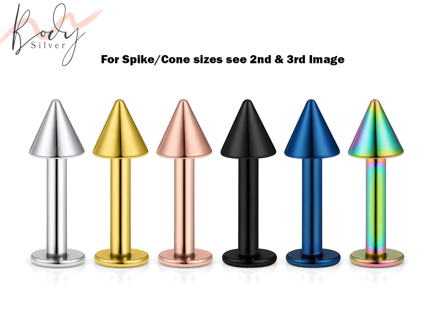 Spike Flat Back Cartilage Earring- Spike / Cone Labret Piercing Body Piercing for Monroe Lip Ring Tragus Helix Stud.