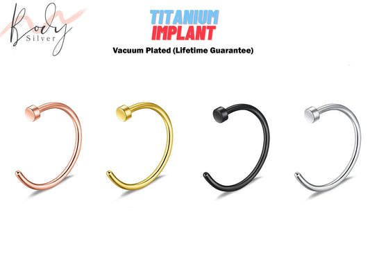 Titanium Nose Hoop Ring, Nose Ring- Color Nose Piercing Body Piercing for Nostril Ring, Nostril Jewelry, Nose Studs - 20g to 16g