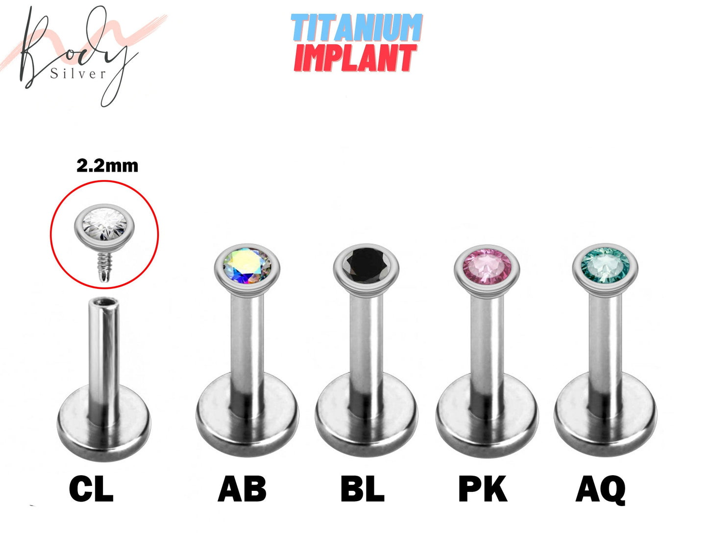 Titanium Flat Back Cartilage Earring- Internally Threaded Labret Jewelry Body Piercing for Monroe Lip Ring Tragus Helix