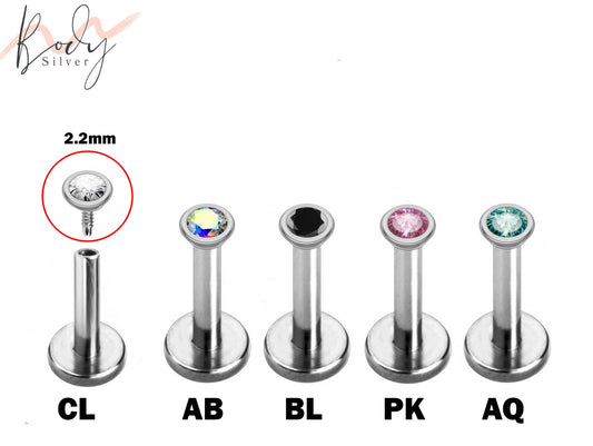 Flat Back Cartilage Earring- Internally Threaded Labret Jewelry Body Piercing for Monroe Lip Ring Tragus Helix Stud