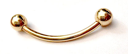 Eyebrow Piercing, Eyebrow Jewellery Curved barbell - 14K Gold Piercing Bent Bar for Eyebrow Studs