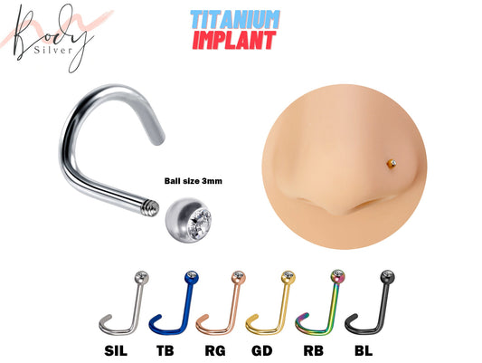 Titanium Nostril Screw with Gem Ball Crystals - Body Piercing 20g 18g 16g Nose Jewelry, Nose Pin, Nose Piercing, Indian Nose studs