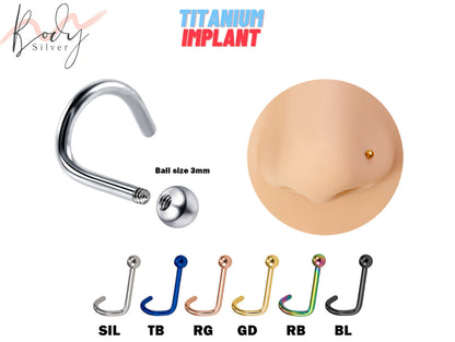 Titanium Nostril Screw, Nostril Stud Ball - Body Piercing 20g 18g 16g Nose Jewelry, Nose Pin, Nose Piercing, Indian Nose studs