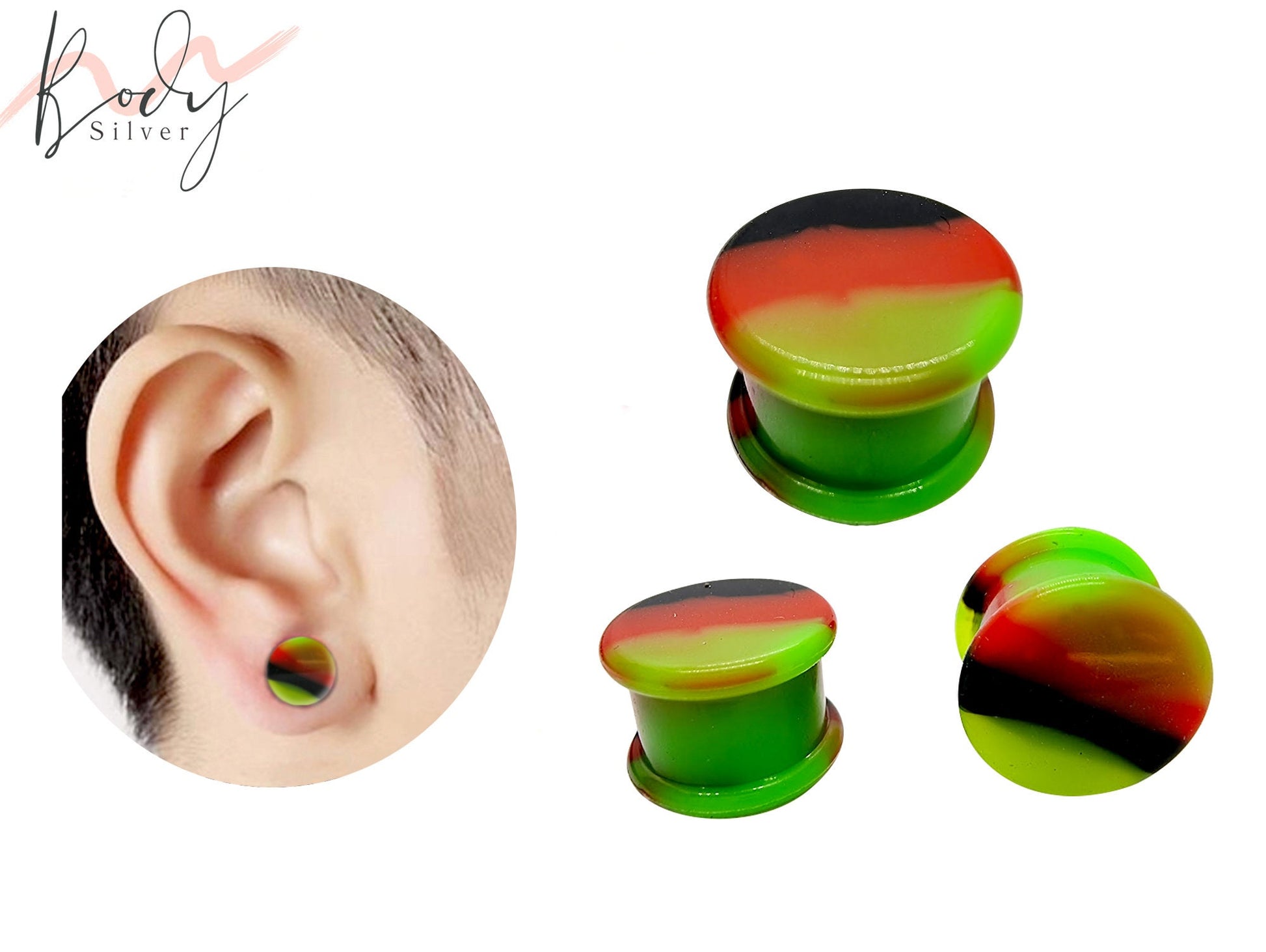 Silicone Ear Plugs Tunnel - Soild Color Soft and Flexible Ear Eyelets - Plugs Retainer Gauges - Flesh Tunnel Ear Stretcher 0G to" 9/16"