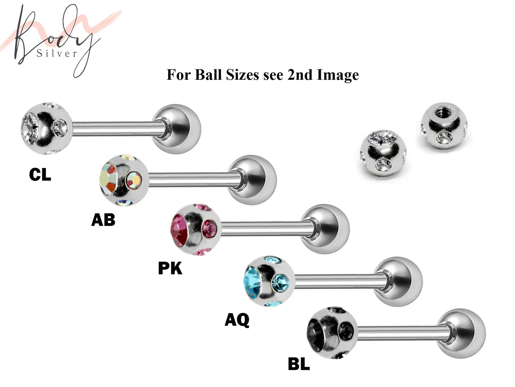 Nipple Barbell, Industrial Piercing- Barbell Piercing with Multi Stone Crystals. Body Piercing for, Daith, Tragus, Helix, Tongue