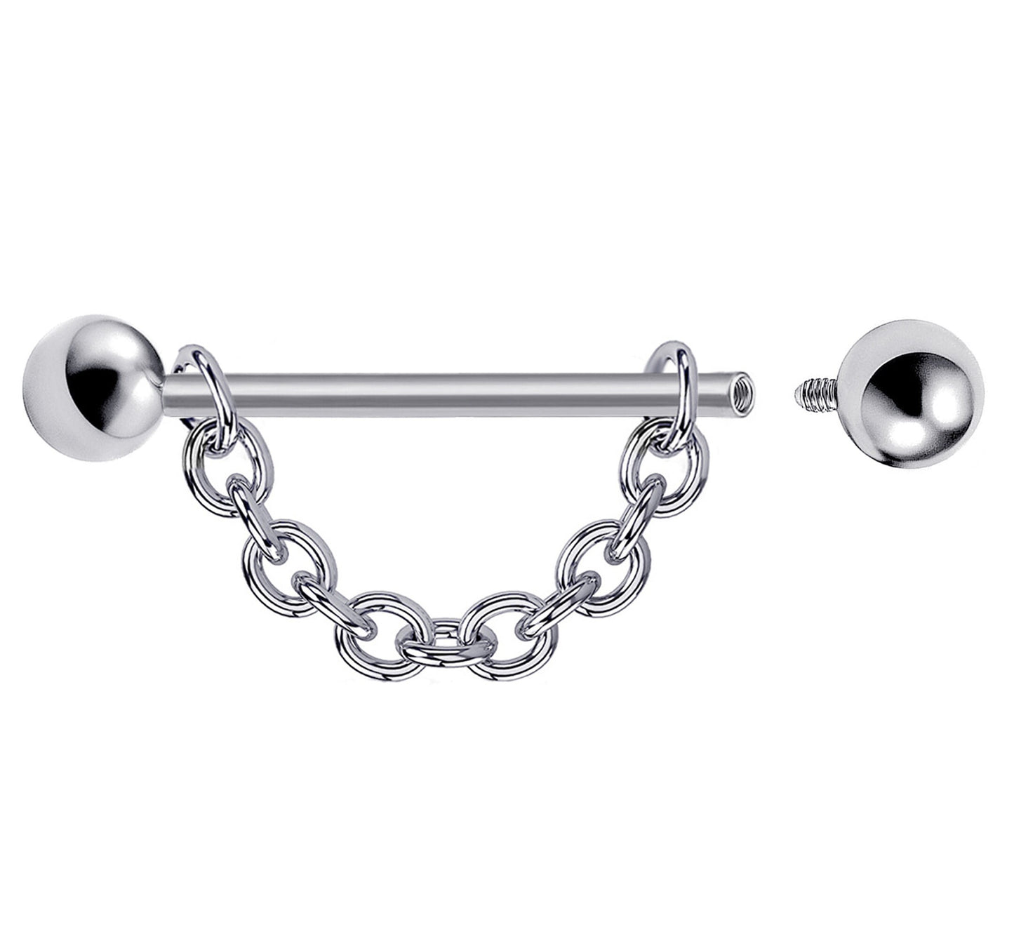 Titanium Barbell Bridge Stud - Internally Threaded Nose Bridge Piercing Chain - Piercing Nipple Bar, Ear, Nostril Jewelry with Bridge Chain