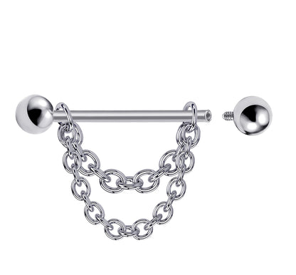 Titanium Barbell Bridge Stud - Internally Threaded Nose Bridge Piercing Chain - Piercing Nipple Bar, Ear, Nostril Jewelry with Bridge Chain