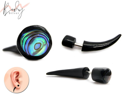 Plug Fake Horn Earrings - 16g Titanium Implant in many Different Designs - Black Claw Ear Studs, Cheater Fake Ear Plugs Gauges