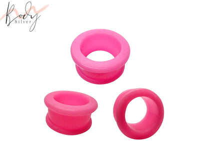 Silicone Ear Plugs Orange, Black and Pink - Soft and Flexible Ear Eyelets - Plugs Retainer Gauges - 00G to 8G Flesh Tunnel Ear Stretcher