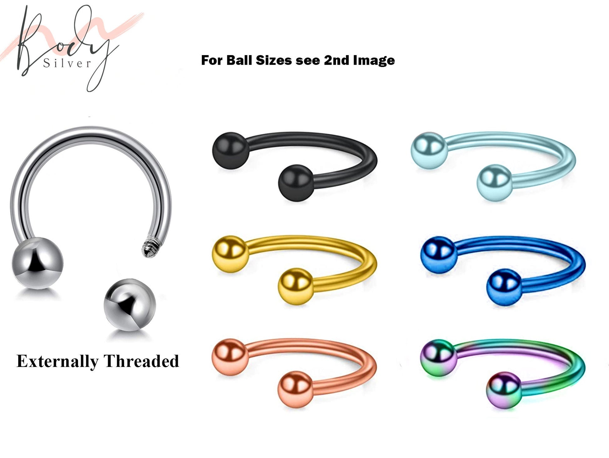 Nose Septum Horseshoe Rings- Surgical Steel 18g 16g 14g Circular Barbell - Body Jewellery Piercing Septum Jewelry, Nipple Piercing