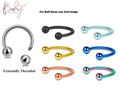 Nose Septum Horseshoe Rings- Surgical Steel 18g 16g 14g Circular Barbell - Body Jewellery Piercing Septum Jewelry, Nipple Piercing