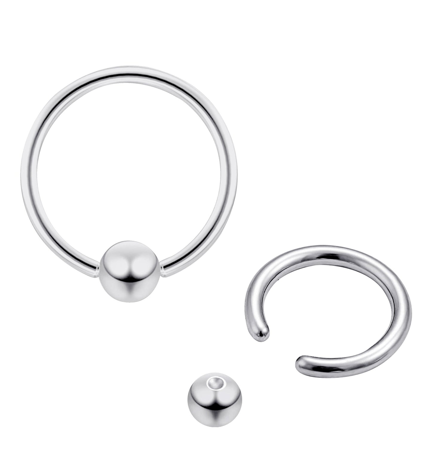 Captive Bead Ring, Ball Hoops Septum Ring - Surgical Steel 316L Ball Closure Ring Body Piercing for Ear Tragus, Helix Earring Stud ,Daith