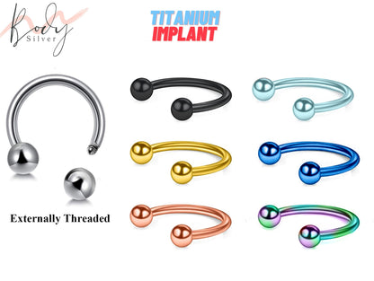 Titanium Nose Septum Horseshoe Rings- 18g 16g 14g Circular Barbell - Body Jewellery Piercing Septum Jewelry, Nipple