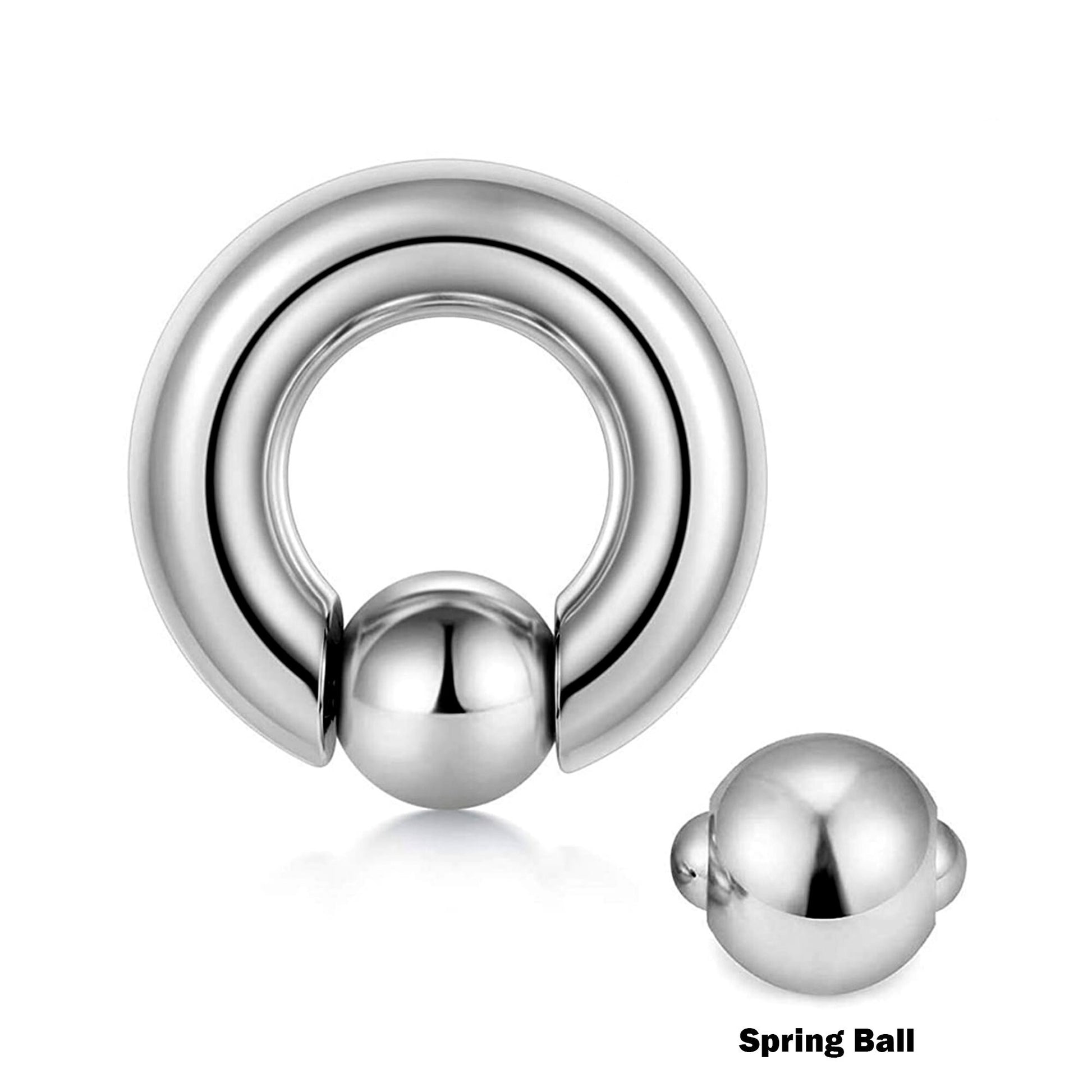 Ball Hoop Earrings, BCR/CBR Nose Ring - 18g to 00g Big Gauges with Spring Ball Dainty Nose Ring Hoop, PA Ring - Body Piercing for Ear, Nose