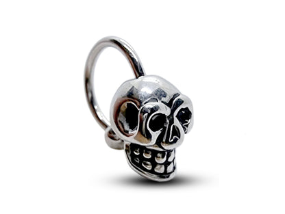 Titanium Skull Circular Barbell, Nose Septum Ring - 16g Horseshoe Ring Skull Head Piercing Also for Lip Ring, Helix Ring