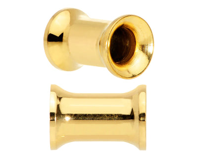 Double Flare Gold Ear Plugs, Ear Stretchers Earrings - Titanium Steel Double Flared Tunnels, Eyelet, Taper - Gold Plated