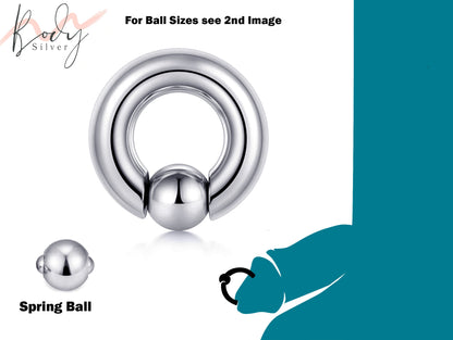 Prince Albert Piercing, Horseshoe PA Ring and Captive Bead Ring with Spring Ball Piercing for Genital, Septum Ring, Lip, Nipple 8g to 00g