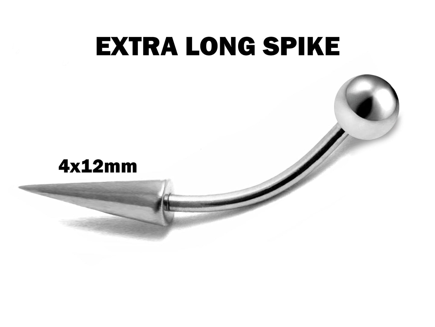 Titanium Vertical Lip Labret, Spike Lip Piercing comes in Long Spike and Extra Long Spike - 16G 14G Curved Barbell, Bent Bar