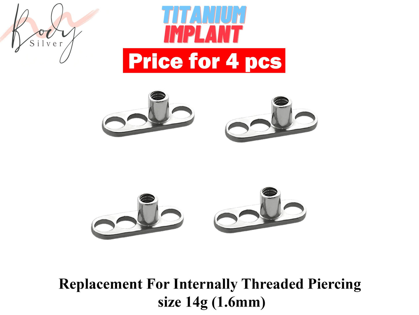 Titanium Dermal Piercing Kit, Dermal Jewelry - 14g Base Dermal Anchor, Dermal Tops - Internally Threaded Body Piercing, Body Modification