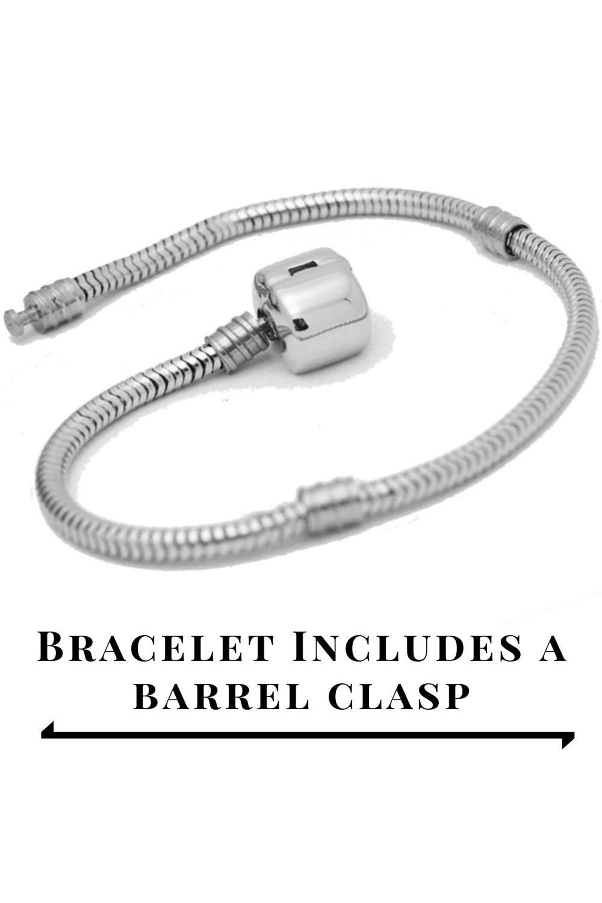 Silver Plated European Bracelet and Necklace for Beads and Charms - Snake Chain Bracelet with Barrel Lock - Moments Bracelet