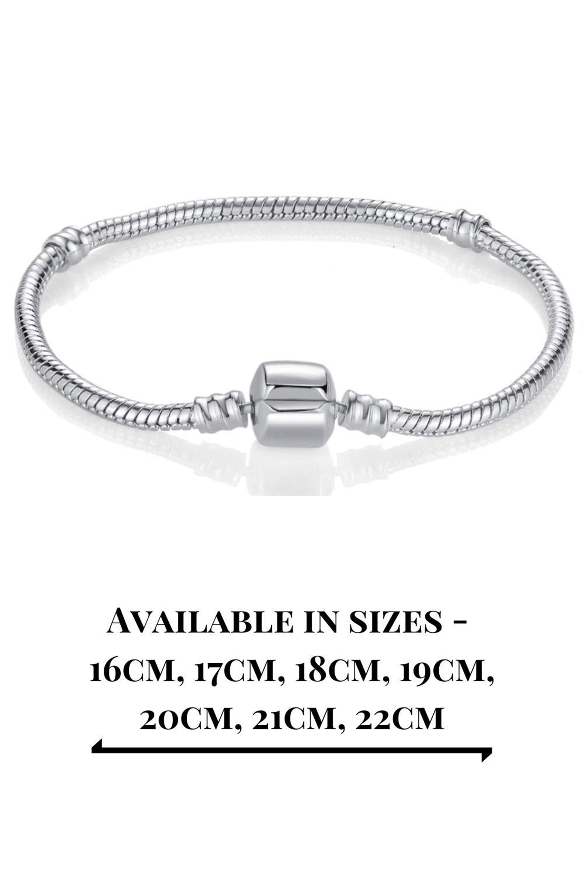 Silver Plated European Bracelet and Necklace for Beads and Charms - Snake Chain Bracelet with Barrel Lock - Moments Bracelet