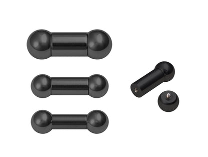 Black Barbell Piercing - 18g to 1G Straight Barbell Body Piercing for Tongue Bar, Ear Piercing, Nipple Stud, Big Gauge Size