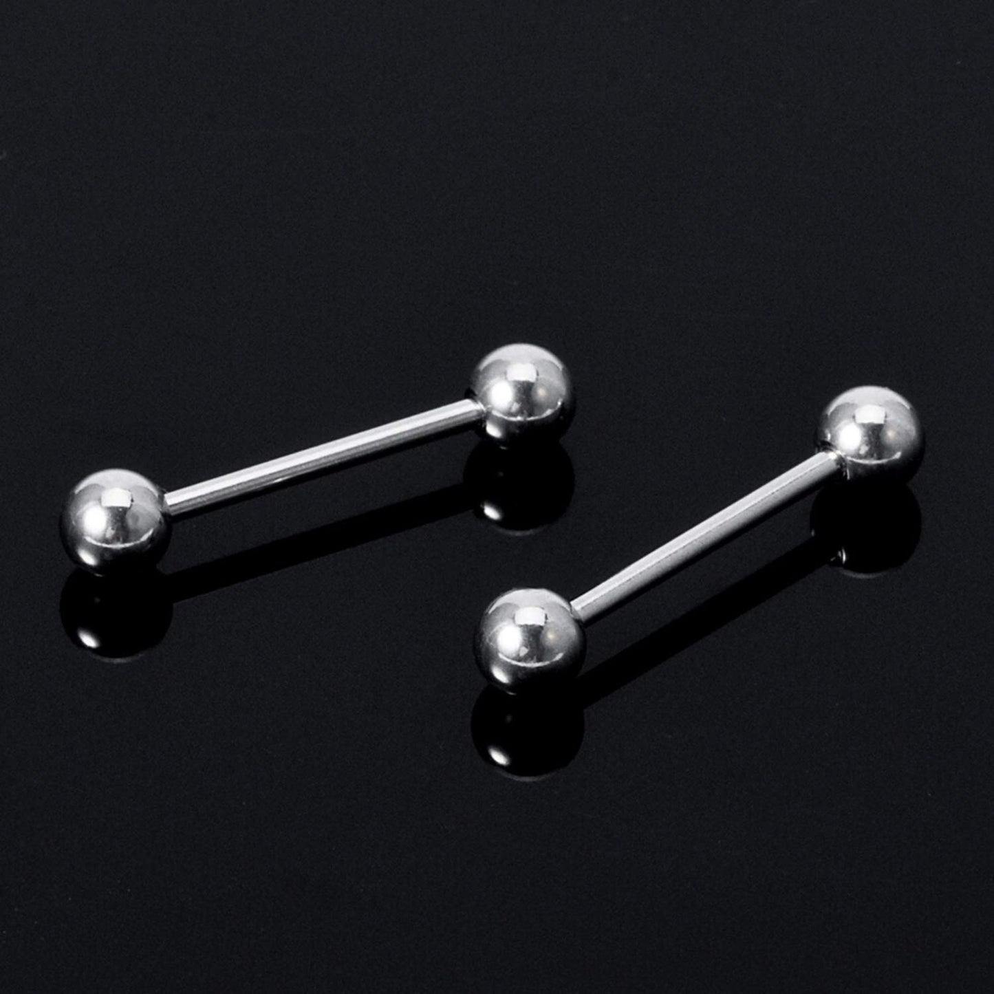 Black Barbell Piercing - 18g to 1G Straight Barbell Body Piercing for Tongue Bar, Ear Piercing, Nipple Stud, Big Gauge Size